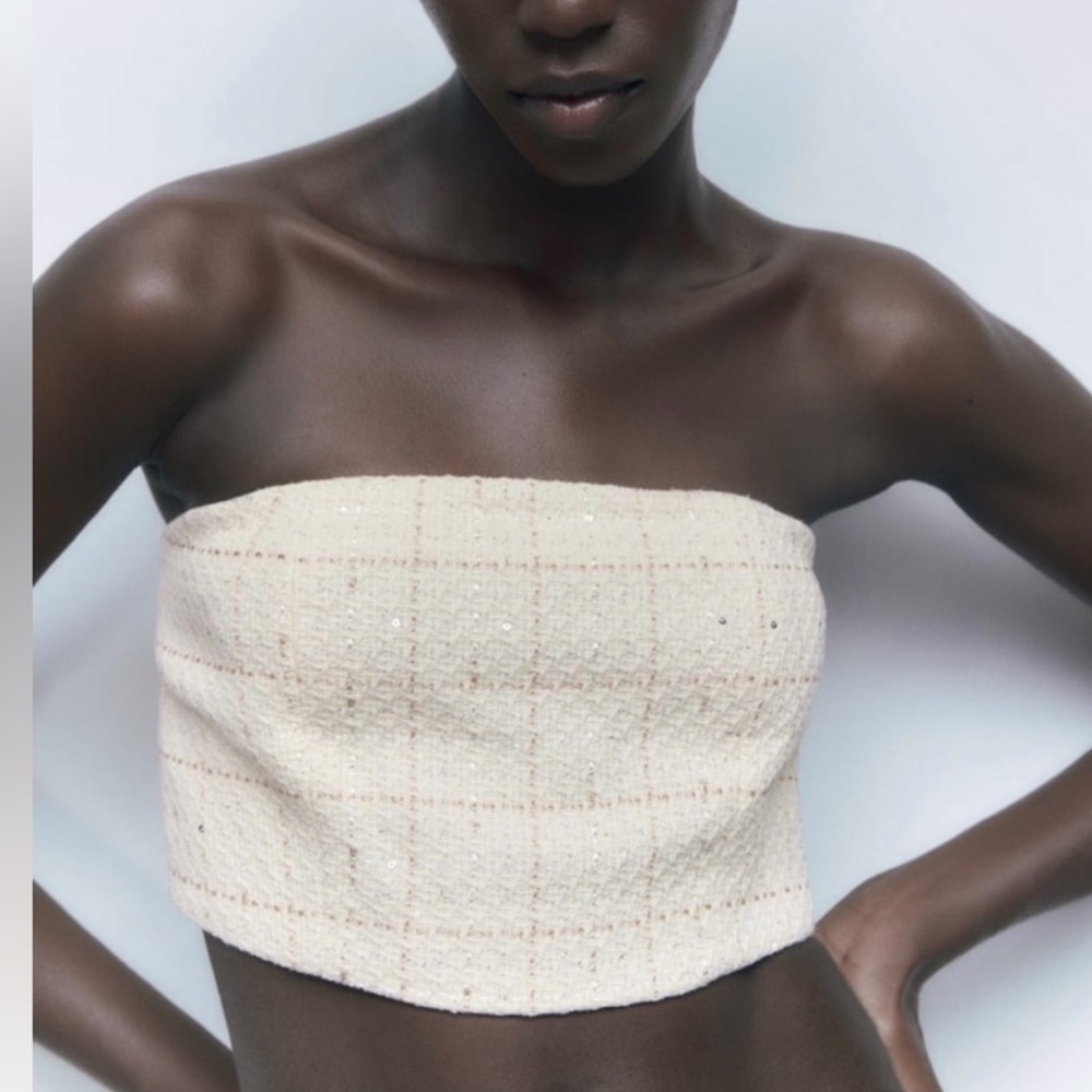Zara tweed tube top